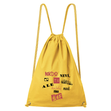 DOBRÝ TRIKO Bavlněný batoh s potiskem Šéf Barva: Žlutá