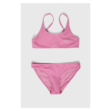 Dvoudílné dětské plavky Pepe Jeans Mauricia růžová barva