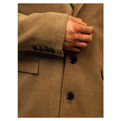 Dlouhý elegantní pánský kabát 1047A - světle hnědá, Kesi