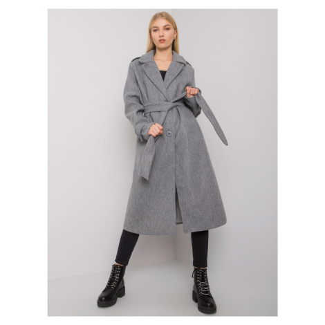 Světle šedý dámský kabát -gray Šedá BASIC