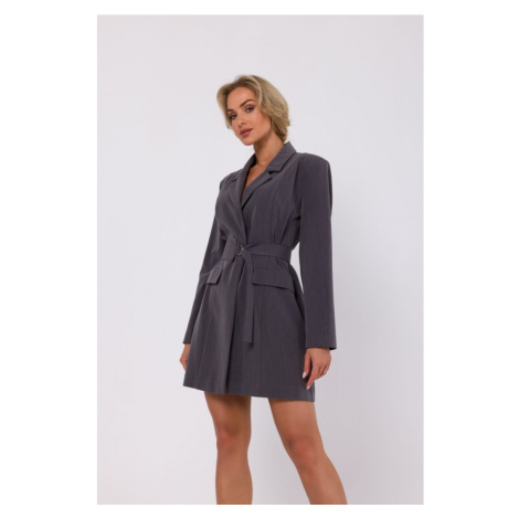 M749 Blejzrové šaty s páskem - tmavě šedé Moe
