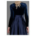 Tmavě modré společenské šaty se saténovou sukní