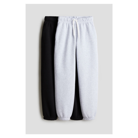 H & M - Bavlněné kalhoty jogger 2 kusy - černá H&M