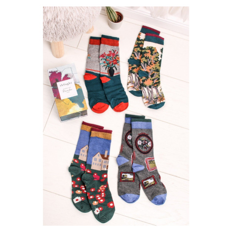 Vícebarevné ponožky v dárkové krabičce Country Manor Sock Box - čtyř balení