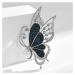Éternelle Luxusní brož s perlou a zirkony Raula - motýl B8081-LXT0551A Stříbrná