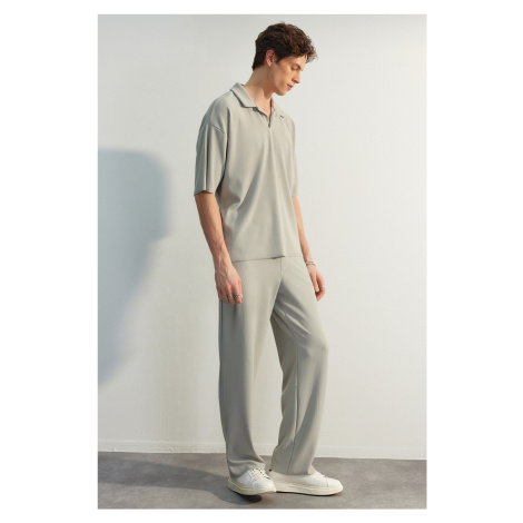 Trendyol Limited Edition Stone Comfort Cut/Wide Leg Textured Hidden Cord Sweatpants