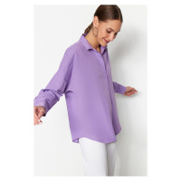 Trendyol Purple Cotton Oversize Wide Fit Woven Shirt