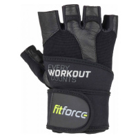 Fitforce LINEAR Kožené fitness rukavice, černá, velikost