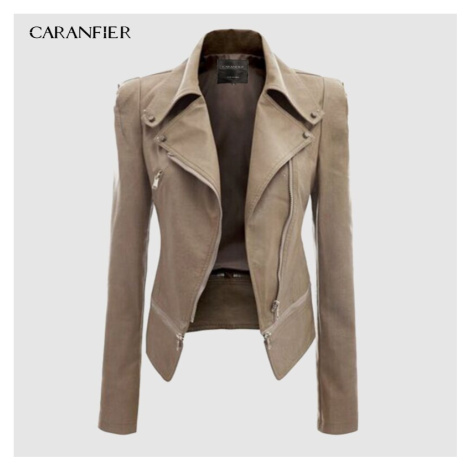 Elegantní dámská bunda kožená se širokým límcem CARANFLER