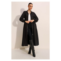 Bigdart 5912 Zippered Long Trench Coat - Black