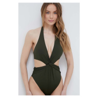 Jednodílné plavky Lauren Ralph Lauren zelená barva, mírně vyztužený košík, 20401065