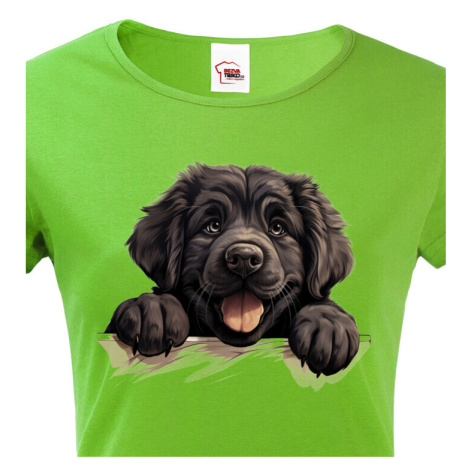 Dámské tričko s potiskem Novofundlandský pes -  tričko pro milovníky psů BezvaTriko