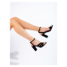 Exkluzívní dámské sandály černé na širokém podpatku