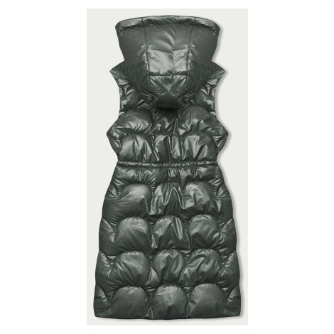 Vypasovaná vesta v khaki barvě s kapucí (B8173-11) S'WEST