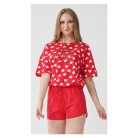 Dámské pyžamo šortky Vienetta Secret Mon amour | červená