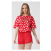 Dámské pyžamo šortky Vienetta Secret Mon amour | červená