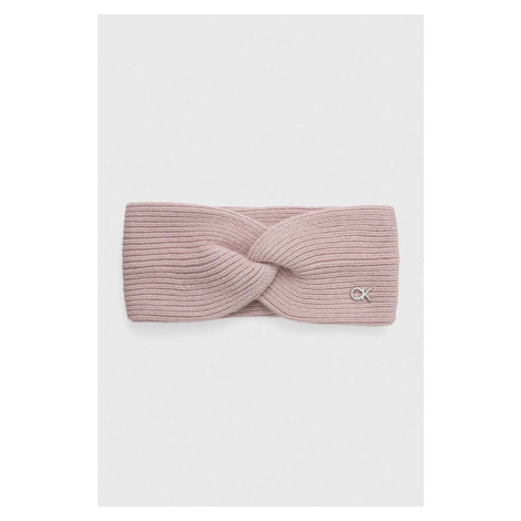 Čelenka s příměsí vlny Calvin Klein růžová barva