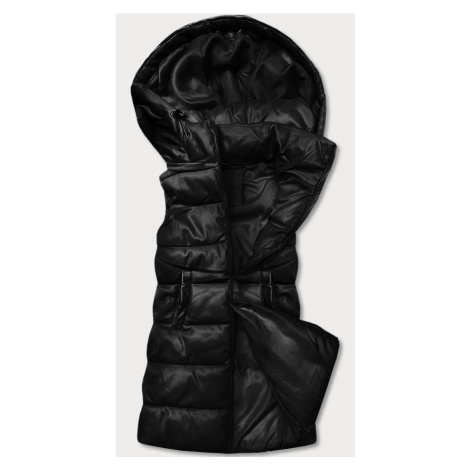 Teplá černá dámská vesta z eko kůže (D-3231-1) HONEY WINTER