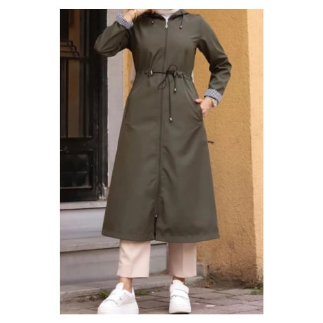 63777 Dewberry Hooded Women Trenchcoat-Khaki