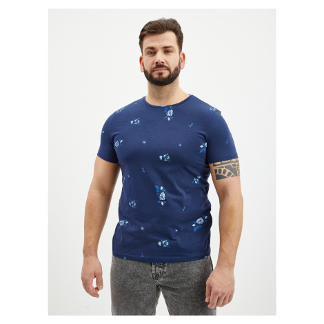 Tmavě modré pánské vzorované tričko Blend - Pánské