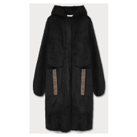 Černý přehoz přes oblečení s kapucí á la alpaka (B3005)