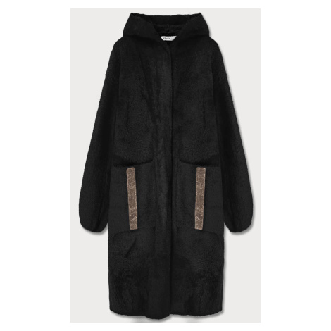 Černý přehoz přes oblečení s kapucí á la alpaka (B3005) S'WEST