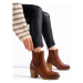 Pk Trendy dámské hnědé kotníčkové boty na širokém podpatku ruznobarevne