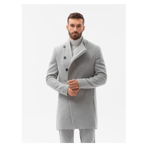 Ombre Clothing Elegantní melírovaný šedý kabát C501