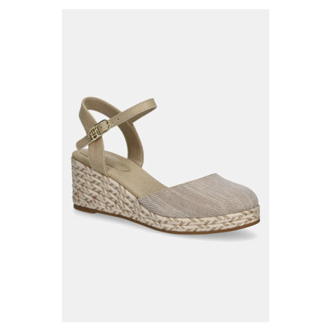 Espadrilky Tommy Hilfiger CHAMBRAY MID WEDGE ESPAD béžová barva, na klínku, FW0FW08477