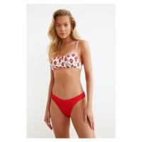 Trendyol Red Textured V-Cut Bikini Bottoms