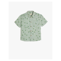 Koton Short Sleeve Shirt with Palm Pattern Detailed with One Pocket.
