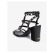 Černé dámské kožené boty na podpatku DKNY Hanz