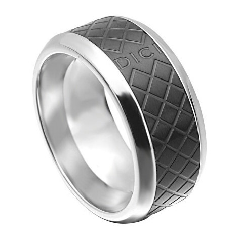 Dici Milano Černý vzorovaný prsten z oceli DCRG501502