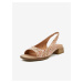 Béžové dámské vzorované kožené sandálky na nízkém podpatku Caprice