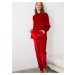 Červené dámské pyžamo Trendyol