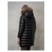 Černý dámský péřový kabát s kožešinou Blauer Selma