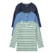 lupilu® Dívčí triko s dlouhými rukávy, 3 kusy (pruhy / puntíky / zelená / navy modrá / modrá)