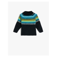 Koton Sweater Knit High Neck Long Sleeve Ethnic Patterned