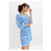 Bonprix BODYFLIRT vzorované šaty v zavinovacím vzhledu Barva: Modrá, Mezinárodní