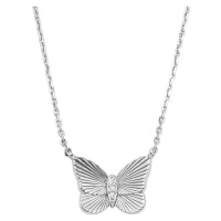 Fossil Slušivý stříbrný náhrdelník Butterflies s krystaly JFS00619040