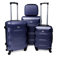 Rogal Tmavě modrá sada 4 luxusních skořepinových kufrů 
