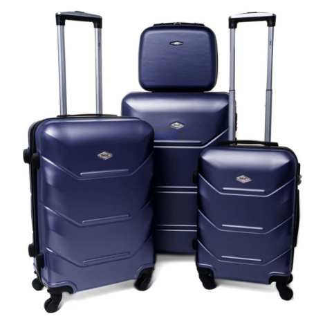 Rogal Tmavě modrá sada 4 luxusních skořepinových kufrů "Luxury" - S (20l), M (35l), L (65l), XL 