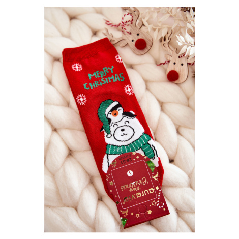 Dětské ponožky "Merry Christmas" Lední medvěd červene Kesi