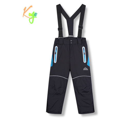 Chlapecké lyžařské kalhoty KUGO DK8230, černá / tyrkysové zipy Barva: Černá