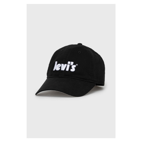 Bavlněná čepice Levi's černá barva, s aplikací Levi´s