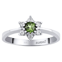Stříbrný prsten Leana s přírodním vltavínem a Brilliance Zirconia