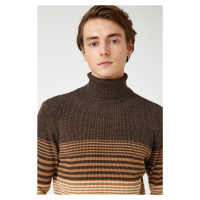 Koton Men's Brown Striped Sweater