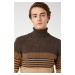 Koton Men's Brown Striped Sweater