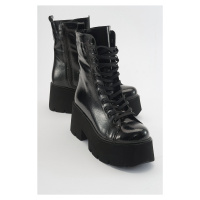 LuviShoes MORTON Black Crease Patent Leather Women's Boots.