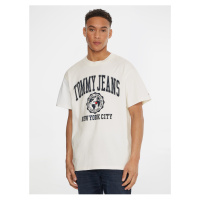 Krémové pánské tričko Tommy Jeans - Pánské